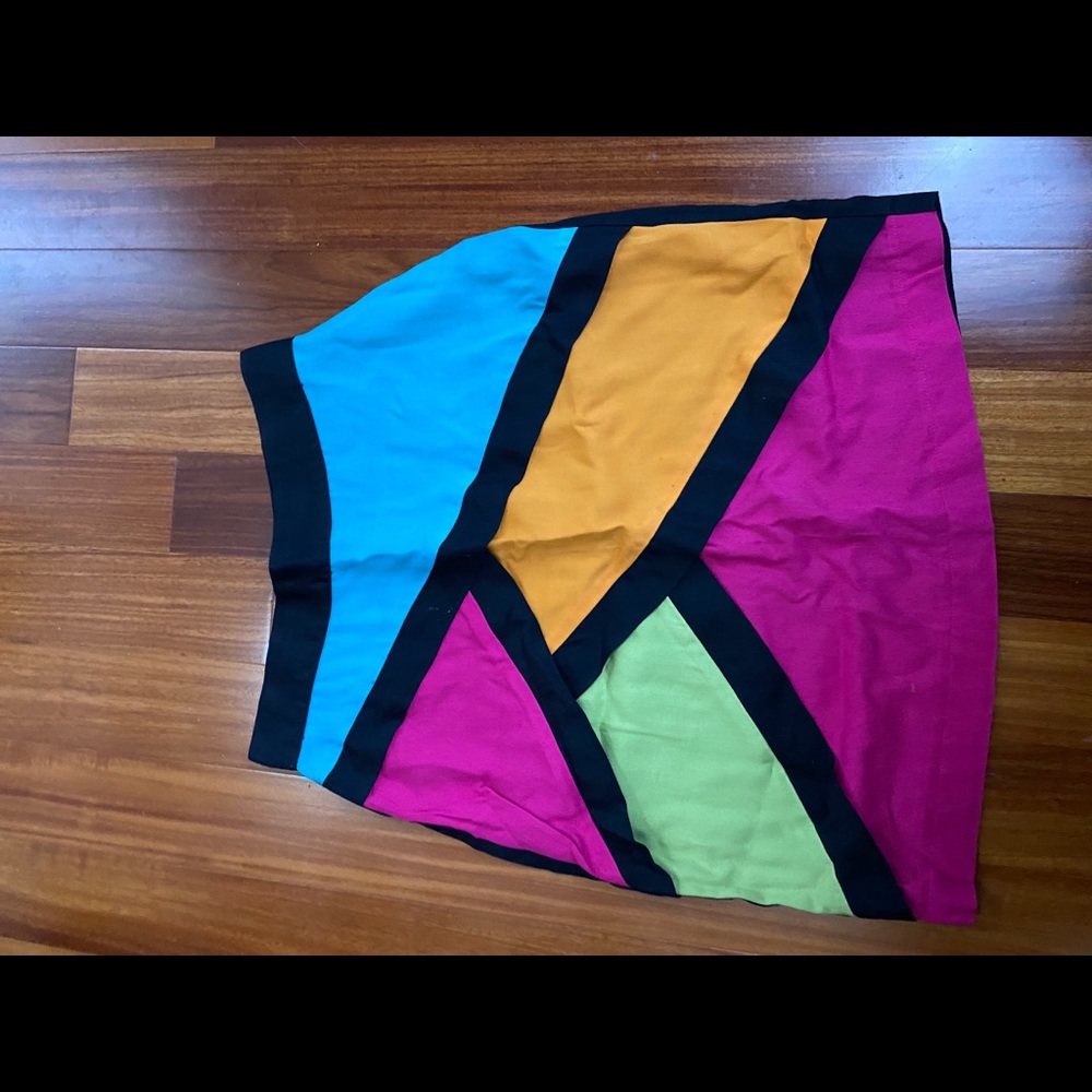 Vintage color block colorful skirt